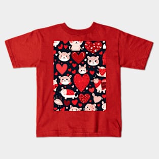 Valentines day gift ideas, hearts and animals Valentines day gifts Kids T-Shirt